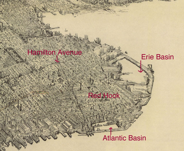 1908 BROOKLYN NY RED HOOK ATLANTIC BASIN HAMILTON AV TO ERIE BASIN ATLAS MAP 